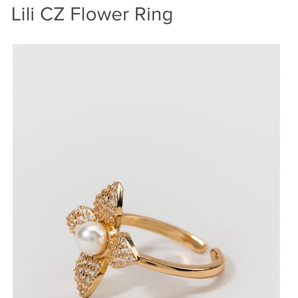 NWT Francesca’s Lily CZ Adjustable Flower Ring
